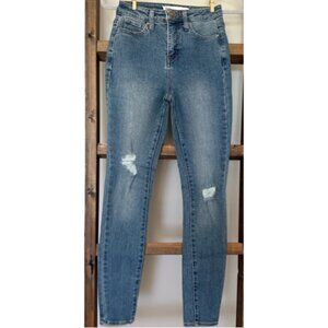 RSQ Curvy High Rise Skinny Jeans Size 0/24 Medium Blue Distressed Stretch